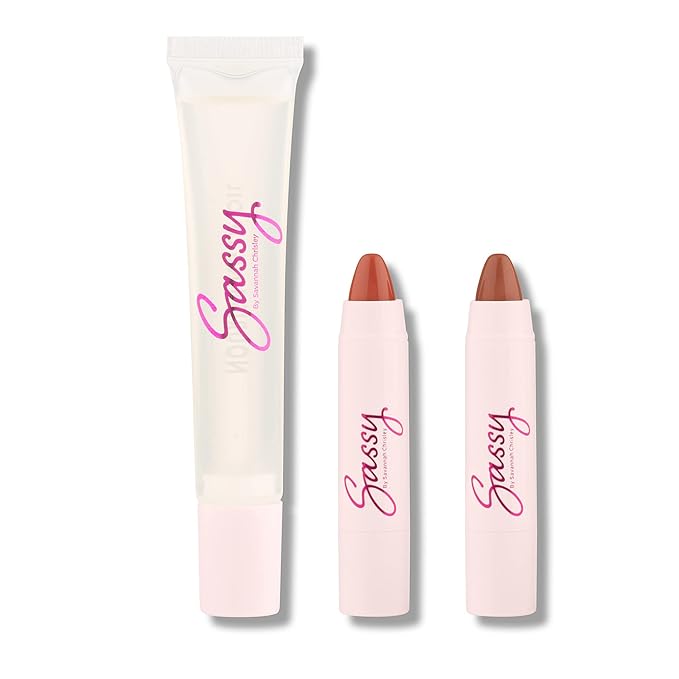 Sassy by Savannah Chrisley Breakup Collection Lip Kit - Contains 2 Balms and Oil to Enhance Your Pout - Nourishing Formulas for Everyday Wear - Luscious and Smoother Results - Get Glam - 3 pc-Velvo Beauty