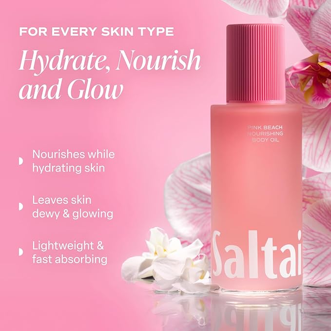 Saltair Body Oil. Luxurious Pink Beach After Shower and Bath Oil Moisturizer for Women. Botanical, Non-Greasy, and Well-Absorbing Lotion for Hydrating Dry Skin. 4oz Pump Bottle-Velvo Beauty