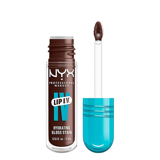 NYX PROFESSIONAL MAKEUP Lip IV Hydrating Glossy Lip Stain with 12HR Hydration - Espresso Soak (Brown)-Velvo Beauty