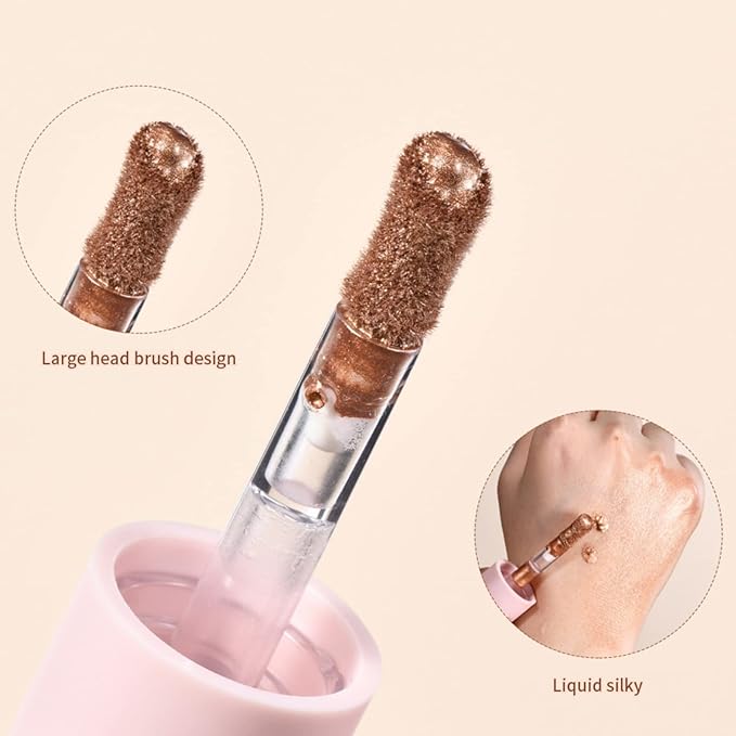 Liquid Highlighter Natural Glow For Face & Body, Waterproof Moisturizing Light Liquid Luminizer For Long Lasting Shimmer, Contour Highlighter Stick Easy to Apply with Cushion Applicator (#4 Candlelight)-Velvo Beauty