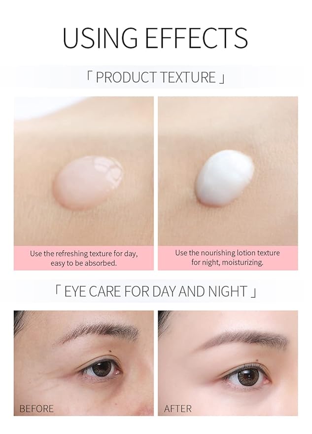 Rose Essential Oil Day and Night Eye Cream, Eye Cream for Dark Circles & Puffiness, Moisturizing Hydrating Fade Fine Lines Eye Bags Removal Dark Circles Firming Eye Skin For Women, Gift for Travel-Velvo Beauty