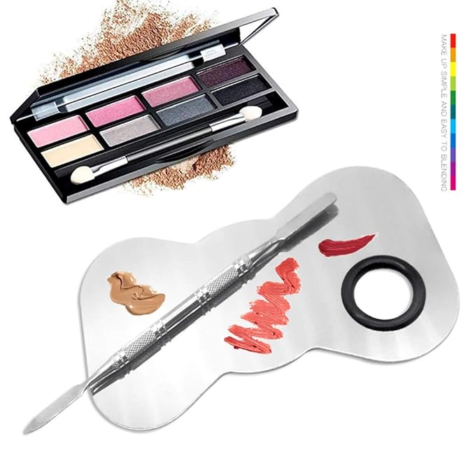 2 Pack Professional Makeup Palette, 2 Types Pro Lady Stainless Steel Cosmetic Artist Spatula with Spatula Tool for Mixing Foundation-Velvo Beauty