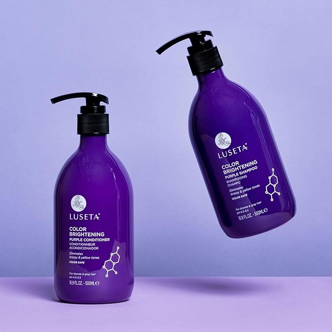 Luseta Purple Shampoo and Conditioner Set for Blonde, Gray - Color Treated Hair - Sulfate Free Paraben Free - Infused with Cocos Nucifera Oil for Curly and Damaged Hair - 2x16.9oz-Velvo Beauty
