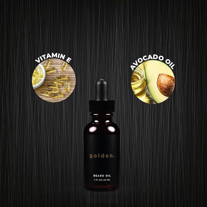 Golden Grooming Co. Beard Oil for Men - Nourishing & Organic Beard Moisturizer - Organic Oil for Beard Growth - All-Natural Formula with Vitamin E - Smooth and Soft Beard - 1 fl oz-Velvo Beauty