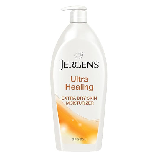 Jergens Ultra Healing Dry Skin Lotion, Hand and Body Moisturizer for Quick Absorption into Extra Dry Skin with Hydralucence Blend, Vitamins C, E and B5, White, 32oz-Velvo Beauty