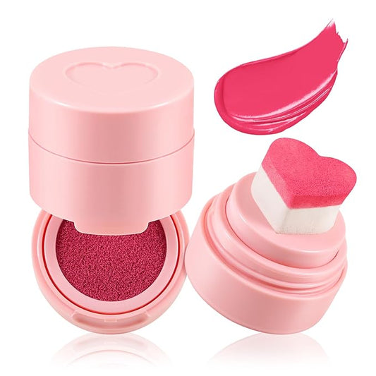 Boobeen Liquid Blush for Cheeks, Buildable & Blendable Face Blusher, Cheek Stamp Blush with Heart-shaped Applicator, Lightweight Air Cushion Blush for Velvet Matte Finish-Velvo Beauty