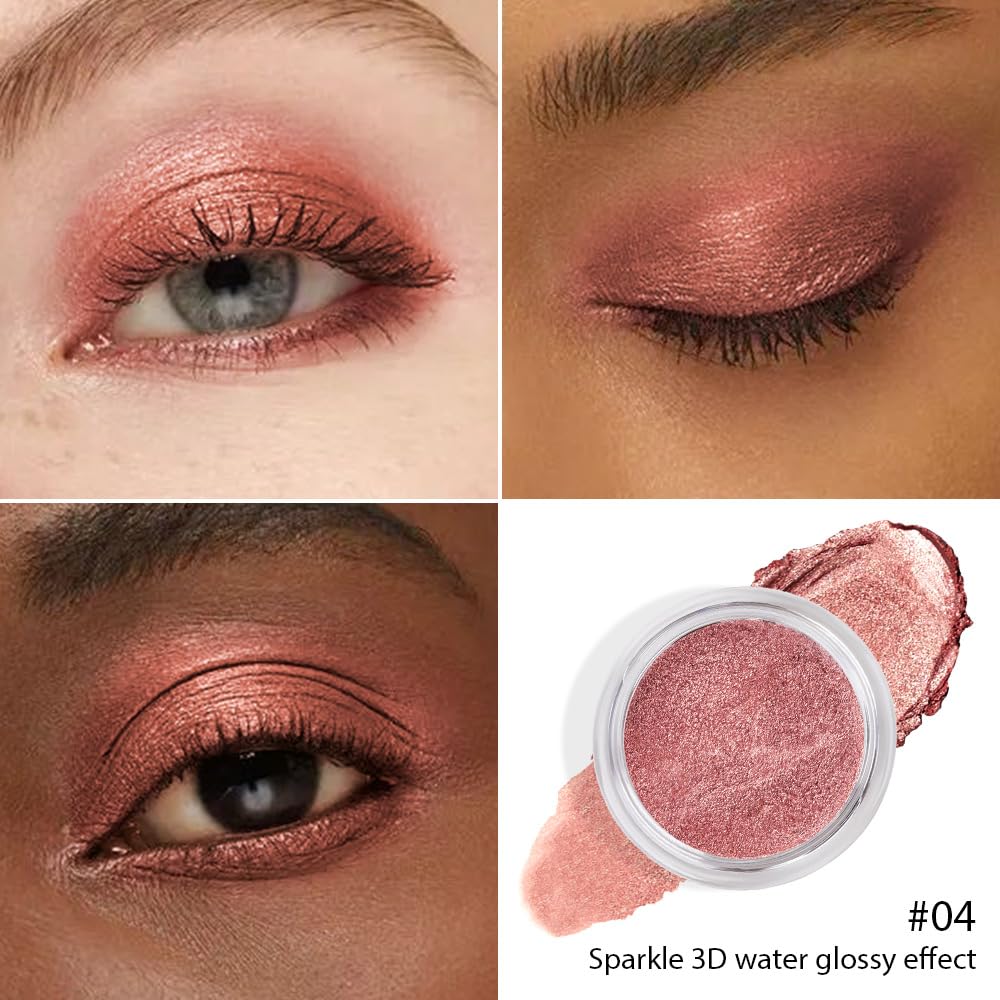 Cream Glitter Brownish Red Shimmer Metallic Eyeshadow Palette Makeup, Natural Single Mini Instant Holographic Eyeshadow For Older Women, Sombras Crema Para Ojos, Talc, Paraben & Cruelty Free-Velvo Beauty