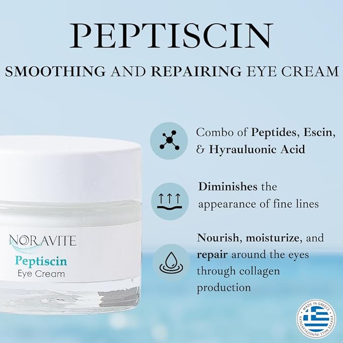 PeptiScin - Peptide Eye Cream with Hyaluronic Acid and Escin | Rich Moisturizing Dark Circle Eye Cream | Brightens and Tones - 1.35 Ounce-Velvo Beauty