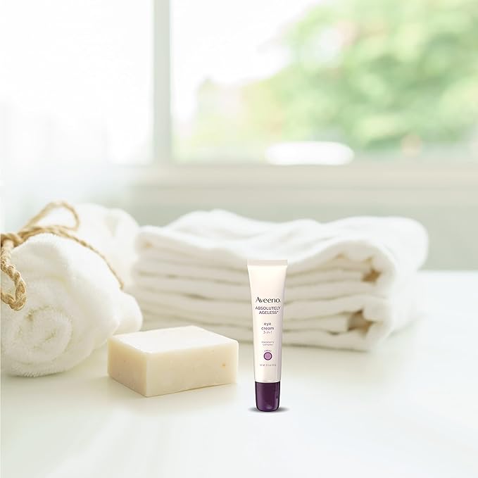 Aveeno Absolutely Ageless 3-in-1 Anti-Wrinkle Eye Cream for Fine Lines & Wrinkles, Crows Feet, & Under-Eye Puffiness, Antioxidant Blackberry Complex, Hypoallergenic, Non-Greasy, 0.5 oz-Velvo Beauty