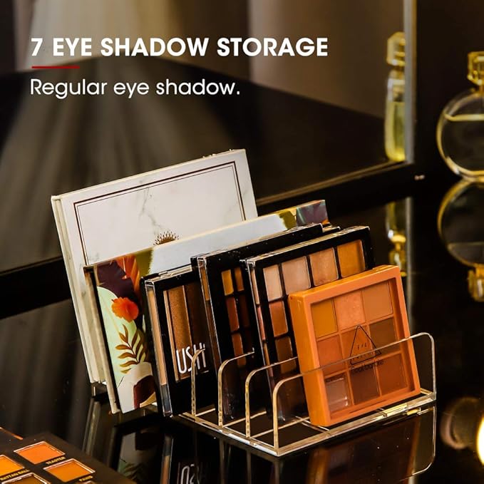Eyeshadow Makeup Palette Cosmetic Organizer - Waterproof Eyeshadow Organizer for Eye Makeup Palette,Bathroom Countertop,7 Sections (1PCS-Large)-Velvo Beauty