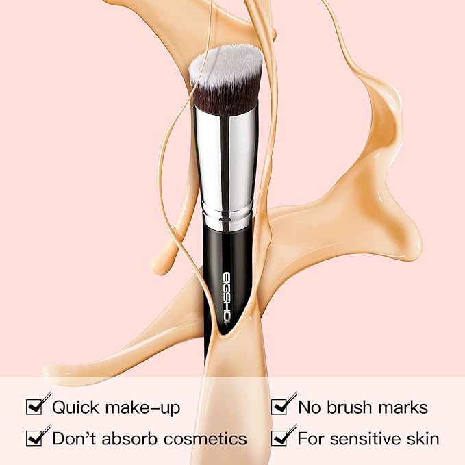 Flat Top Kabuki Foundation Brush, EIGSHOW Premium Makeup Brush for Liquid, Cream, and Powder - Blending, Buffing, Stippling, Flawless Application (F624)-Velvo Beauty