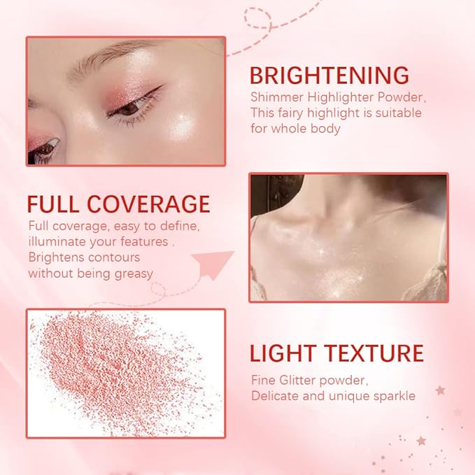 Highlight Polvo De Hadas, Fairy Highlighter Powder, Brightening Whole Body, Natural Three-Dimensional Face Contouring Clavicle Pat Powder, Highlighter Makeup-Velvo Beauty