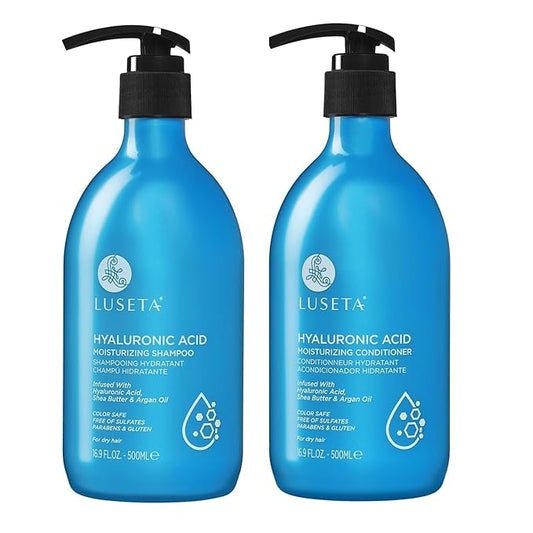 Luseta Hyaluronic Acid Moisturizing Shampoo & Conditioner Set for Dry and Damaged Hair, Sulfate Free Shampoo and Conditioner for Women Infused with Argan Oil and Shea Butter Paraben-Free2 x 16.9oz-Velvo Beauty