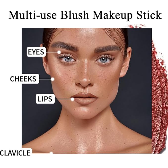 Cream Blush Stick for Cheeks, Waterproof Cream Makeup Blush Stick, Long-Lasting Multi-use Blush Makeup Stick, Natural-Looking, Lightweight Skin Tint Blush Makeup for All Skin-Velvo Beauty