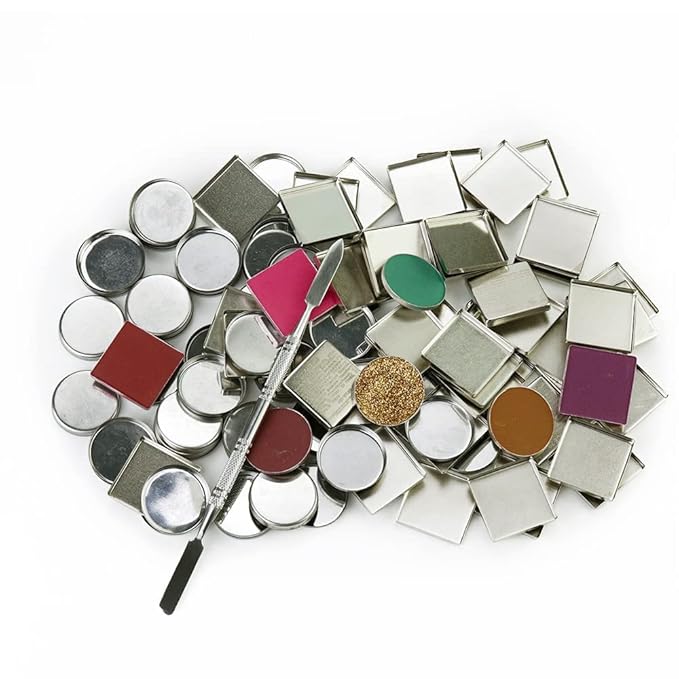 50 Pcs Empty Square Metal Pans, Makeup Palette Pans for Eyeshadow Magnetic Cosmetic Palette Size 26mm (Square - 50 Pcs)-Velvo Beauty