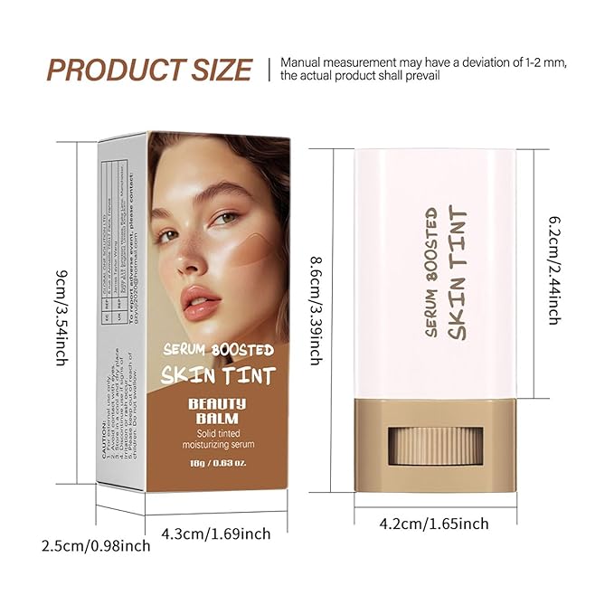Multi-Use Foundation Stick Beauty Balm Serum Boosted Skin Tint, On-The-Go Tinted Solid Serum, Lightweight and Buildable Creamy Skin Tint Stick Makeup, Natural Finish(06#)-Velvo Beauty