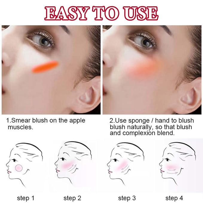 Cream Blush Stick,Blush Stick for Cheeks with Contour Brush,3-in-1 Long Lasting Waterproof Blush&Eye Shadow&Lip Gloss for Natural Skin Types(03 Citrus Pink)-Velvo Beauty