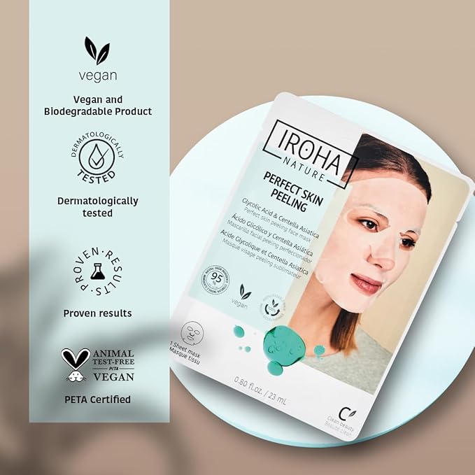 IROHA NATURE Glycolic Acid Peeling Face Mask (Pack of 5) | Skin Perfecting for a Radiant & Smooth Look | Instant Regeneration in Just 15 Minutes | Clean Beauty | 100% Vegan-Velvo Beauty