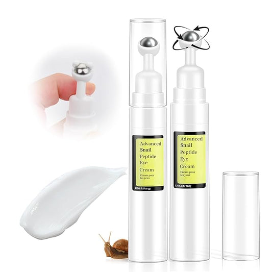 Advanced Snail Peptide Eye Cream for Dark Circles & Puffiness, Snail Mucin Eye Cream with Niacinamide Reduce Wrinkles & Fine Lines, 2 Pcs Under Eye Roller Cream for Moisturizing.-Velvo Beauty