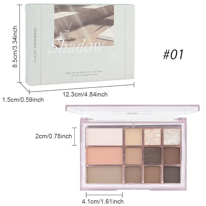 12 Girds Colorful Matte Shimmer Eyeshadow Palette for Eye Makeup,High Pigmented Eye Shadow Primers Powder Palet de sombras de ojos 12-A-Velvo Beauty