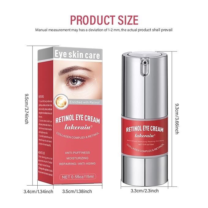 Retinol Eye Cream For Dark Circles And Puffiness, Repair Under Eye Retinol Cream with Hyaluronic Acid and Collagen, Smooth Fine Lines, Wrinkles, Bags & Dark Spots, Tightens Eye Skin Care(Retinol)-Velvo Beauty