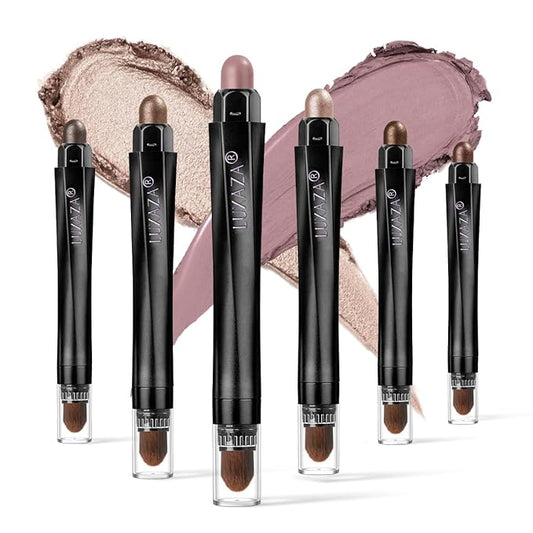 6PCS Cream Eyeshadow Stick Makeup Sets, Metallic And Matte Shimmer Eye Shadow Eye Brightener Stick Pencil Crayon, A01-Brown Neutral-Velvo Beauty