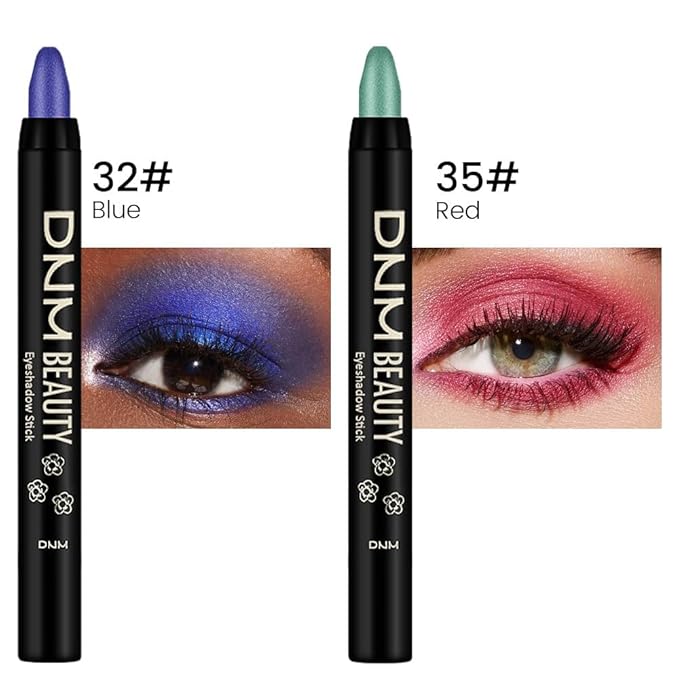 evpct 2Pcs Cream Eyeshadow Sticks Set for Eyes Waterproof, Blue Shimmer & Red Shimmer Matte Eye shadow Stick Pencil Pen Bulk sombras en crema para ojos 32+35-Velvo Beauty