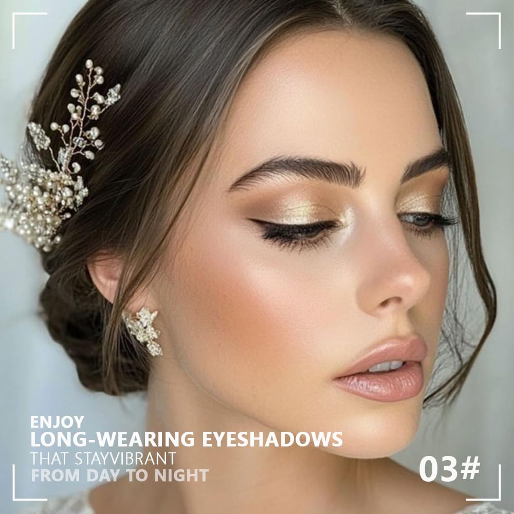 Monochrome Powder Eyeshadow Palette Makeup,Champagne Natural Neutral Single Shimmer Eye Shadow for Older Women,Sparkly Eye Finish,Long Lasting Naturing-Looking-Velvo Beauty