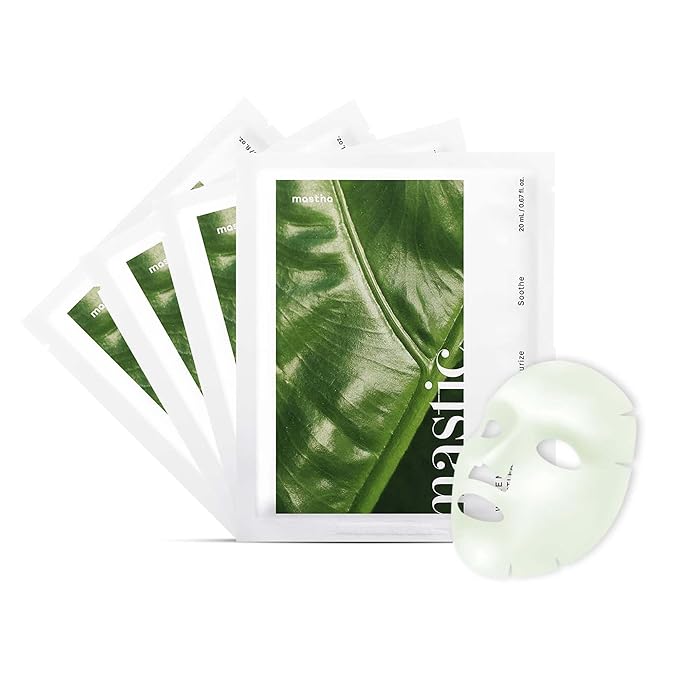 MASTINA White Mastic Face Mask (Heartleaf Calming, 4 pc) Premium Korean Skin Care for Soothing & Deep Moisturization. Sensitive Tired Skin White Mastic Cica Vegan Sheet Masks-Velvo Beauty