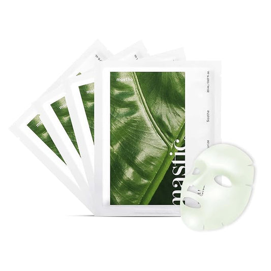 MASTINA White Mastic Face Mask (Heartleaf Calming, 4 pc) Premium Korean Skin Care for Soothing & Deep Moisturization. Sensitive Tired Skin White Mastic Cica Vegan Sheet Masks-Velvo Beauty