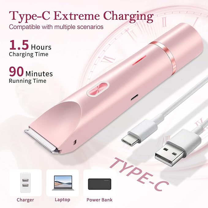 Dermave Bikini Shaver 2.0, 2025 New Glow Aura Bikini Trimmer for Women, 2 in 1 Dual Head Electric Razors for Women, IPX7 Waterproof Wet & Dry Electric Shaver, Rechargeable Portable Body Shaver (Pink)-Velvo Beauty