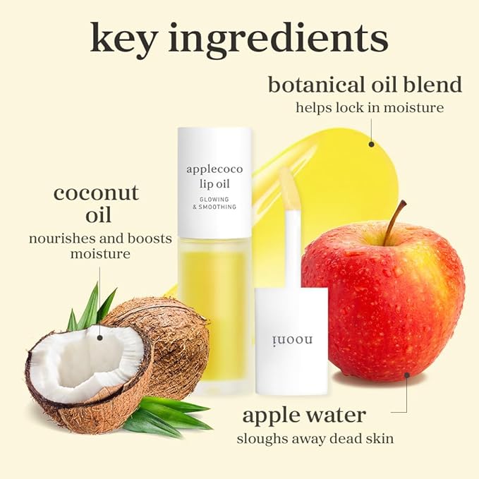 NOONI Korean Lip Oil - Applecoco | Lip Stain, Gift, Long-Lasting, Moisturizing, Plumping, Revitalizing for Dry Lips, Waterproof, No Peel Off, Korean Lip Tint, Clear Lips, Mother's Day, 0.12 Fl Oz-Velvo Beauty