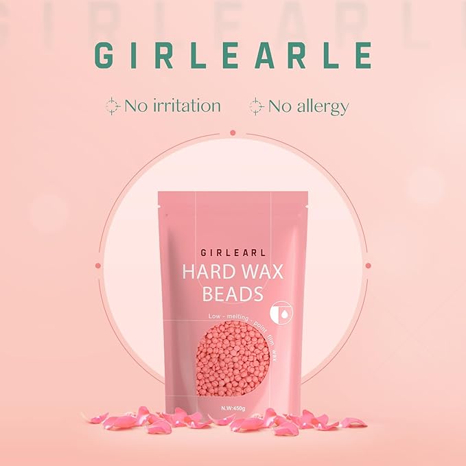 Hard Wax Beads, 1lb Wax Beans for Hair Removal Sensitive Skin with Rose Formula, Perfect for Full Body, Facial, Brazilian Bikini, and Legs at Home Wax Refill for Women Men (pink)-Velvo Beauty