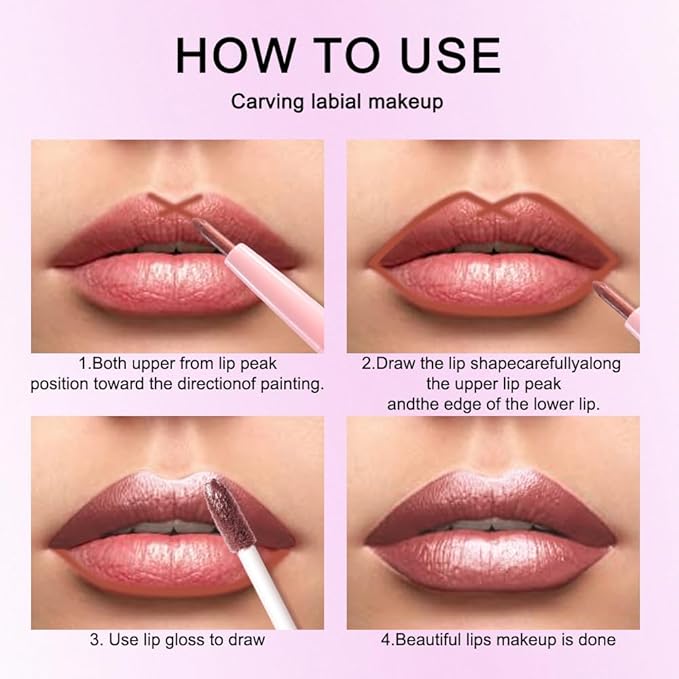 evpct Dark Bronze Metallic Shimmer Lip Liner and Lipstick Combo Lip Gloss Stains Set Makeup for Women Long Lasting Waterproof 24, Iced Mocha Frosted Metallic Glitter Glossy iridescent Liquid Lipstick-Velvo Beauty