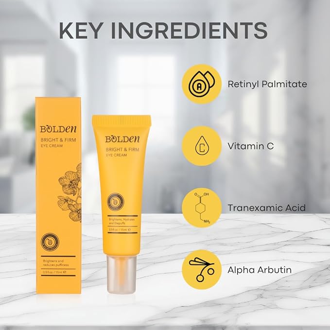 BOLDEN Bright & Firm Eye Cream | Under Eye Cream for Dark Circles & Puffiness | Hydrates and Improves Wrinkles | Fragrance Free | 0.5 Fl Oz-Velvo Beauty
