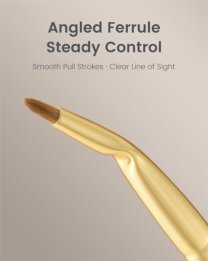 Desert Oak Series Bent Eyeliner Brush - 30° Angled Kolinsky Sable for Sharp Lines & Brows, Luxury Bubinga Handle (CM 177)-Velvo Beauty