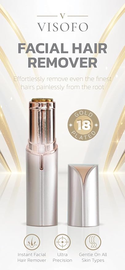 Facial Hair Removal for Women | Electric Razor Device Small Mustache Dermaplaning Remover Tools Tweezers Epilator Trimmer Face Dermaplane Shavers Beauty Gadgets Set Accessories by VISOFO (Andalusite)-Velvo Beauty