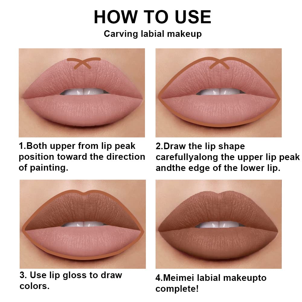 evpct 2Pcs Medium Brown Beige Lip Liner and Matte Lipstick Makeup Sets Vegan Lipstick Lip Liner and Gloss Set Long Lasting Waterproof labiales mate 24 horas originales matte larga duracion 24 25#-Velvo Beauty