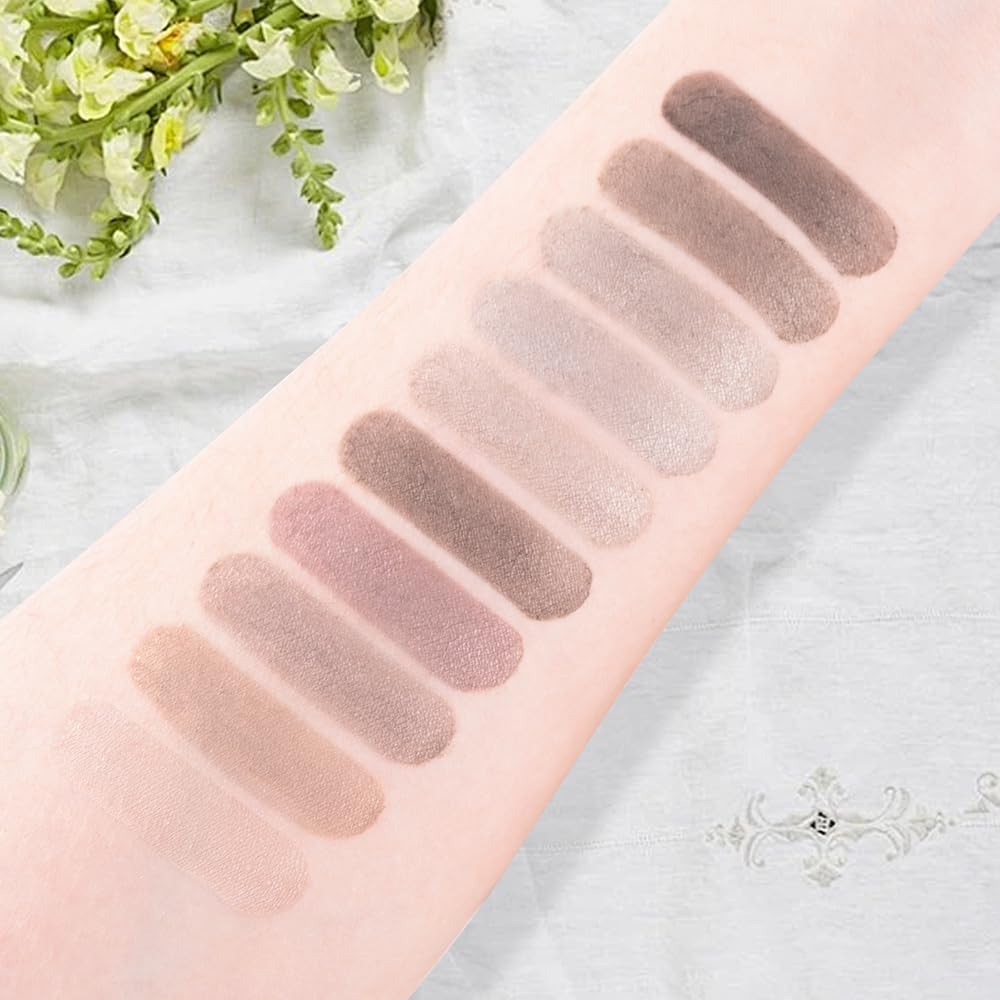 10 Color Matte Eyeshadow Palette | 10 Soft-Focus Matte Shades in Grey-Brown & Neutral Taupe | Silky Powder Blends Like Cream | Natural-Looking Nude Makeup for Mature Skin | Day to Night Wear-Velvo Beauty