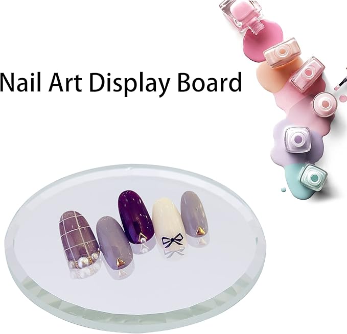 Nail Art Palette, DIY Nail Art Palette Nail Color Mixing Palette Nail Art Manicure Display Drawing Tool Nail Art Plate False Nail Mirror Glass Display Board for Manicure Makeup Paint Art(white)-Velvo Beauty