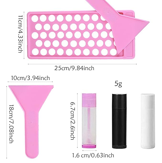 RONRONS Pink Lip Balm Crafting Kit, Professional Lipsticks Filling Tray with 50 Small Holes and Spatula, Easy to Fill 50 Pieces Lipstick Tubes Containers for Business Gifts-Velvo Beauty