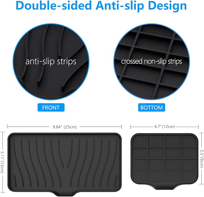 3-Pack Silicone Soap Dish, Sponge Holder for Sink, Kitchen Soap Tray, Bathroom Soap Holder, Sponge Tray with Drain (Black)-Velvo Beauty