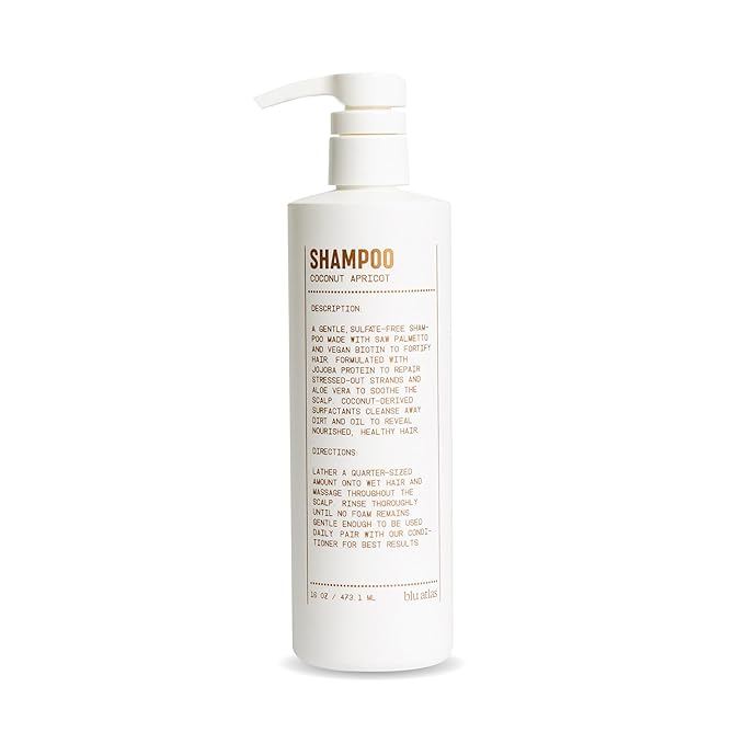 Blu Atlas Men's Natural Shampoo – Organic, Sulfate-Free, Paraben-Free – Deep Cleansing & Hydrating – Coconut Apricot Scent – Made in America – 16 oz-Velvo Beauty