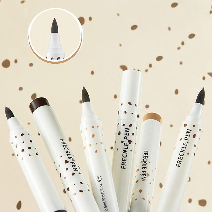 2 Pcs Freckle Pen Set, Natural Lifelike Fake Freckles Makeup Pen Magic Brown Color Freckles Makeup Tool Long-Lasting Waterproof Dot Spot Pen for Effortless Sunkissed Makeup (Dark Brown)-Velvo Beauty