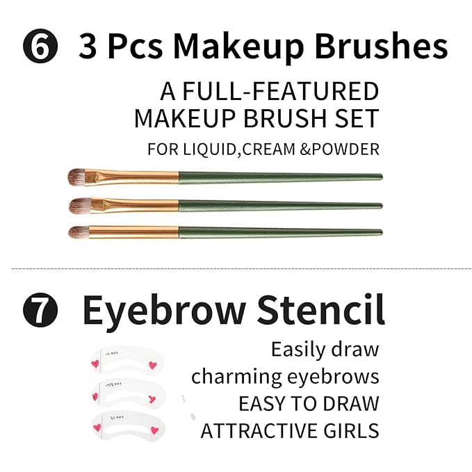All in One Makeup Kit For Girls - 16 Colors Naked Eyeshadow Palette, 3Pcs Makeup Brushes, Waterproof Eyeliner Pencil, Eyebrow Powder,Eyebrow Pencil,Mascara, Women and Beginners Teens Makeup Gift Set-Velvo Beauty