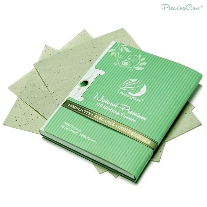 Makeup Mirror with Facial Oil Blotting Paper Sheets – Green Tea 100 Counts, Silver Compact Folding Cosmetic Travel Mirror-Velvo Beauty