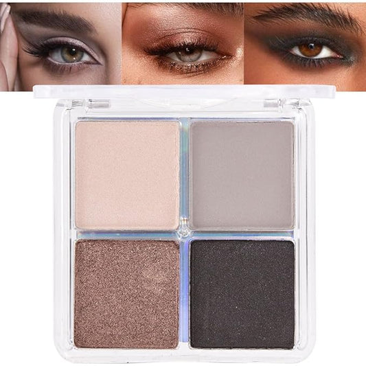 evpct Eyeshadow Quad Palette, Nude Beige Taupe Grey Bronze Smoky Black Ebony Glitter Shimmer Metallic Matte High Pigment Mini Eye Shadow Palette Makeup for older Women, Smudge Proof Vegan Cruelty-free-Velvo Beauty