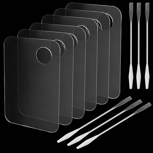 6 PCS Acrylic Makeup Palette, Clear Makeup Palette Mixer with Spatula, Makeup Palette Mixer Tray for Painting, Makeup and Art Craft-Velvo Beauty