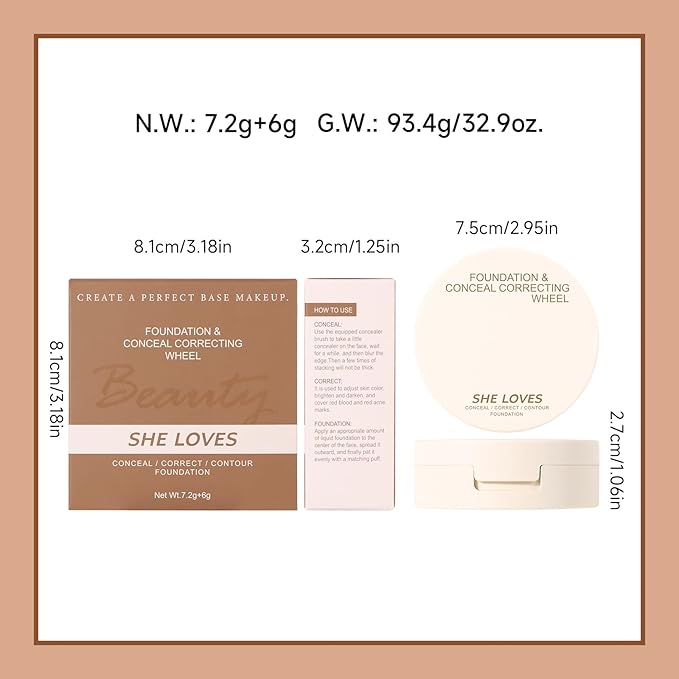 Foundation Concealer Palette with Makeup Sponges & Applicator, 11 Pcs Foundation Powder Concealers Eye shadows Blush Makeup Brushes, 2 in 1 Compact Contouring Duo Layer Plate, Pearl White-Velvo Beauty