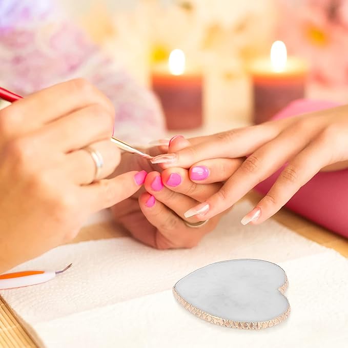 Resin Nail Art Palette Gold Edge Nail Holder Heart Shaped Color Makeup Foundation Mixing Tools Display Board Gel Nail Art Color Mixing Palette Painting Tray Manicure Tool-Velvo Beauty